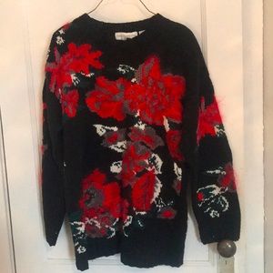 Paris sport club Hand kitted  fuzzy oversized sweater and light padded shoulders